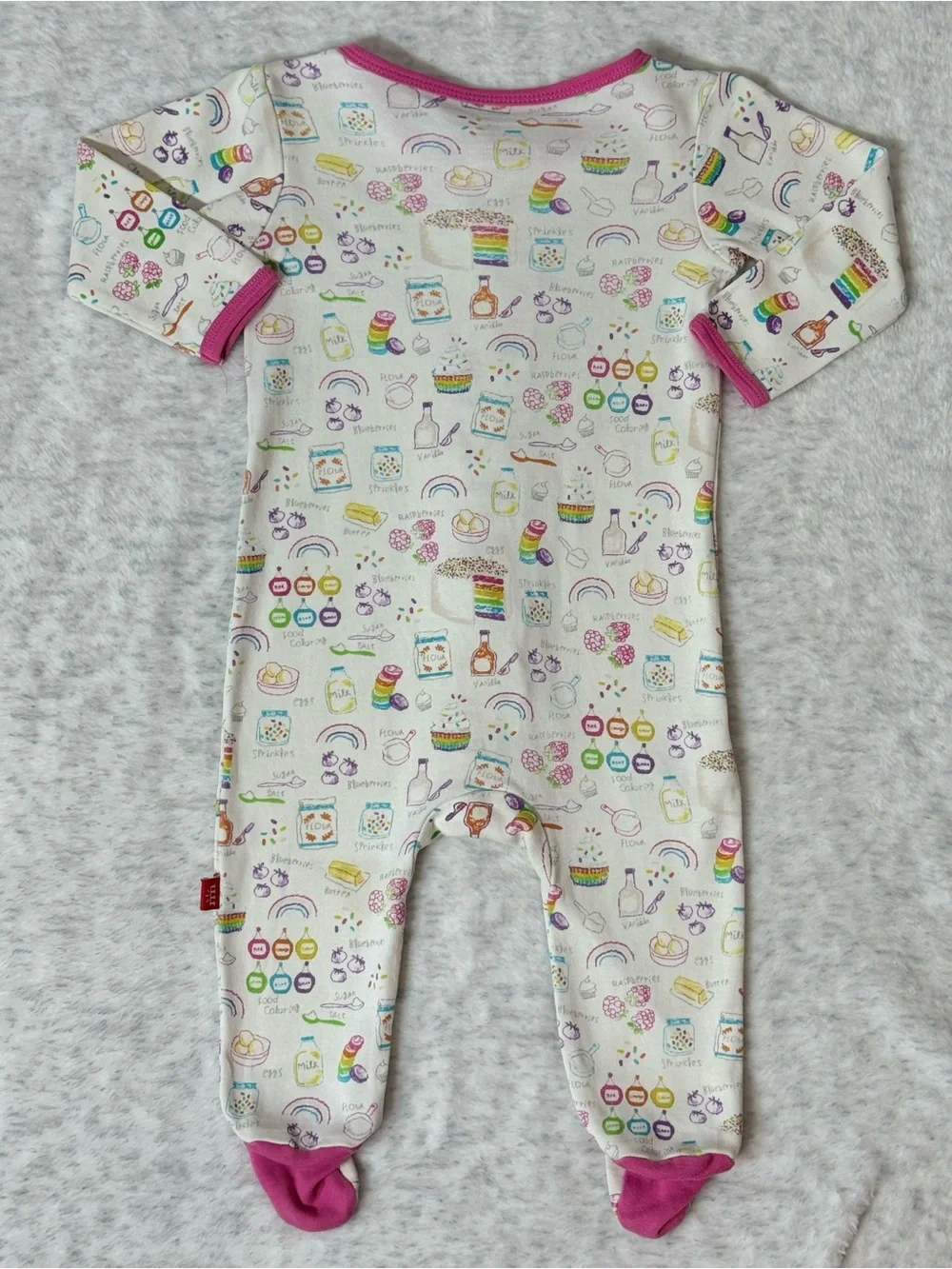Magnetic Me Rainbow Baking Footie Sleeper 3-6M Baby Girl Organic Cotton Cake